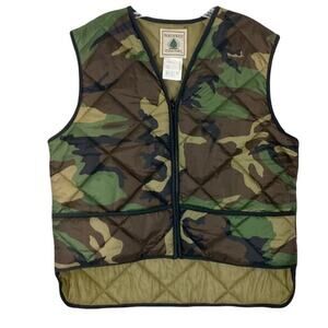 NORTHWEST TERRITORY Vest Jacket Men M Green Camo Quilted Lined Zip Pockets
